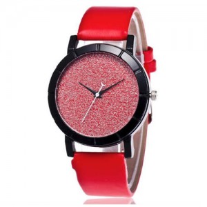5 Colors Available Starry Sky Index Design Leather Wrist Fashion Watch