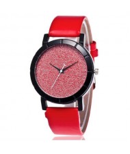 5 Colors Available Starry Sky Index Design Leather Wrist Fashion Watch