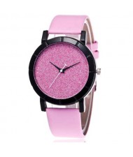 5 Colors Available Starry Sky Index Design Leather Wrist Fashion Watch