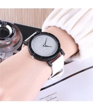 5 Colors Available Starry Sky Index Design Leather Wrist Fashion Watch