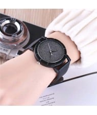 5 Colors Available Starry Sky Index Design Leather Wrist Fashion Watch