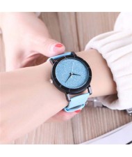 5 Colors Available Starry Sky Index Design Leather Wrist Fashion Watch