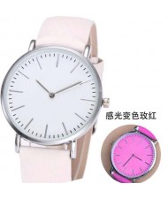 3 Colors Available Photochromic Leather Wrist Fashion Watch