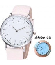 3 Colors Available Photochromic Leather Wrist Fashion Watch