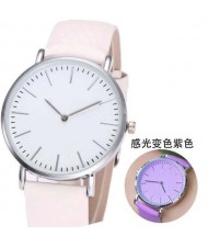 3 Colors Available Photochromic Leather Wrist Fashion Watch