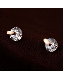 Glistening Cubic Zirconia Rose Gold Women Earrings