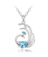 Blue Crystal Phenix Necklace