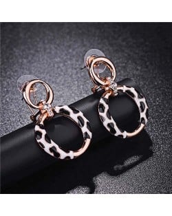 Leopard Prints Design Hoop Fashion 18k Rose Gold Earrings