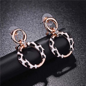Leopard Prints Design Hoop Fashion 18k Rose Gold Earrings