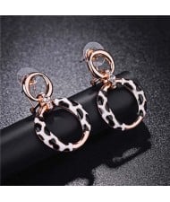 Leopard Prints Design Hoop Fashion 18k Rose Gold Earrings