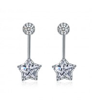 Cubic Zirconia Shining Star Fashion Platinum Plated Women Earrings
