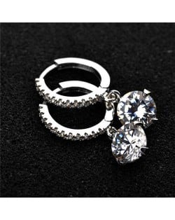 Dangling Cubic Zirconia Bridal Fashion 18k Platinum Plated Earrings