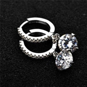 Dangling Cubic Zirconia Bridal Fashion 18k Platinum Plated Earrings