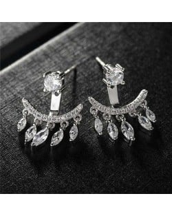 Waterdrops Tassel Design Cubic Zirconia 18k Platinum Plated Women Earrings