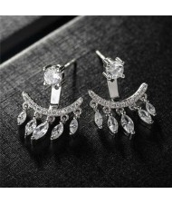 Waterdrops Tassel Design Cubic Zirconia 18k Platinum Plated Women Earrings