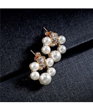 Pearl Fashion Floral Hoop Design Women Rose Gold Earrings