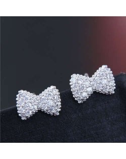 Cubic Zirconia Bowknot Design Korean Fashion Costume Earrings