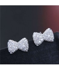 Cubic Zirconia Bowknot Design Korean Fashion Costume Earrings