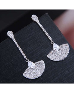 Cubic Zirconia Fan-shape Shining Tassel Earrings