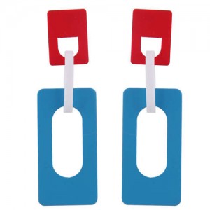 Hollow Oblong Bold High Fashion Women Costume Earrings - Sky Blue