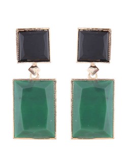 Marble Texture Resin Gem Square Fashion Women Statement Earrings - Green