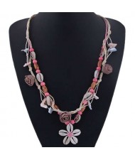 Seashell Flower Bohemian Fashion Summer Style Women Statement Necklace - Rose