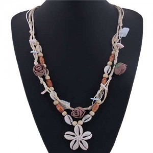Seashell Flower Bohemian Fashion Summer Style Women Statement Necklace - White
