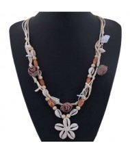 Seashell Flower Bohemian Fashion Summer Style Women Statement Necklace - White