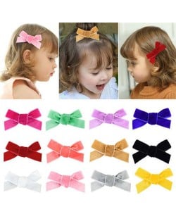 (12pcs) Velvet Bowknot Design Baby Gril Hair Clip Set