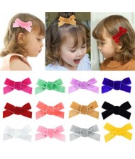 (12pcs) Velvet Bowknot Design Baby Gril Hair Clip Set