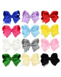 (12pcs) Floral Lace Bowknot Toddler/ Baby Girl Hair Clip Set