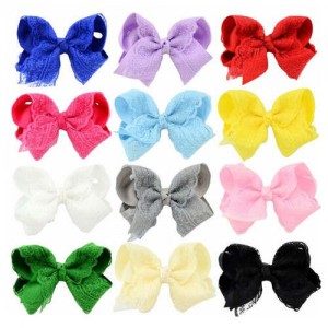 (12pcs) Floral Lace Bowknot Toddler/ Baby Girl Hair Clip Set
