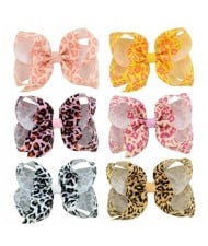 (6pcs) Leopard Prints Bowknot Design Baby Girl Hair Clip Set