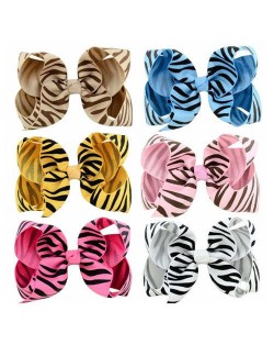 (6pcs) Zebra Stripes Candy Color Cloth Baby Girl Hair Clip Set
