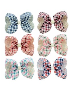 (6pcs) British Style Lattice Pattern Baby Hair Clip Set