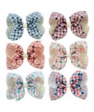 (6pcs) British Style Lattice Pattern Baby Hair Clip Set