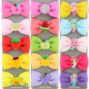 (15 pcs) Cute Cartoon Elements Cloth Bowknot Baby Hair Clip Set