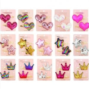 (15 pairs) Shining Stars Hearts Crowns Baby/ Toddler Hair Clip Set