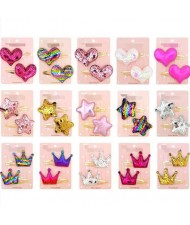 (15 pairs) Shining Stars Hearts Crowns Baby/ Toddler Hair Clip Set