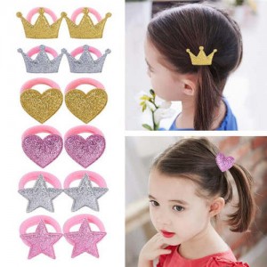 (6 pairs) Crown Heart and Star Cute Design Baby Girl Hair Band Set
