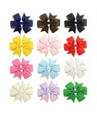 (12 pcs) Golden Rimmed Bowknot Design Hair Clip Set for Baby/ Toddler