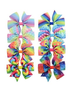 (12 pcs) Multicolor Design Bowknot Baby Hair Clip Set