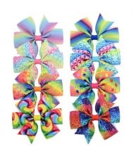(8 pcs) Multicolor Design Bowknot Baby Hair Clip Set