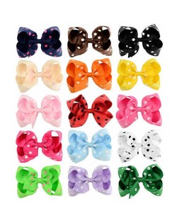 (15 pcs) Polka Dot Bowknot Design Baby Girl Hair Clip Set