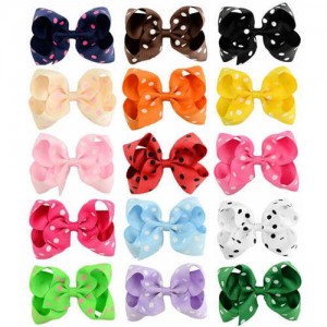 (15 pcs) Polka Dot Bowknot Design Baby Girl Hair Clip Set