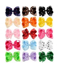 (15 pcs) Polka Dot Bowknot Design Baby Girl Hair Clip Set