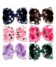 (6 pcs) Heart Prints Bowknot Design Baby Girl Hair Clip Set