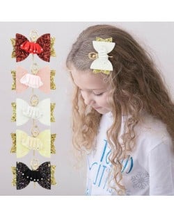 (5 pcs) Ballet Dancer Cloth Bowknot Design Baby Girl Hair Clip Set