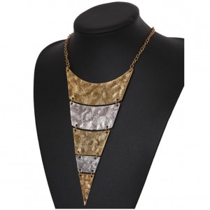 Vintage Engraving Design Triangle Bold Fashion Women Bib Necklace - Golden and Silver