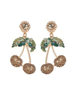 Shining Cherry Design High Fashion Women Earrings - Champagne